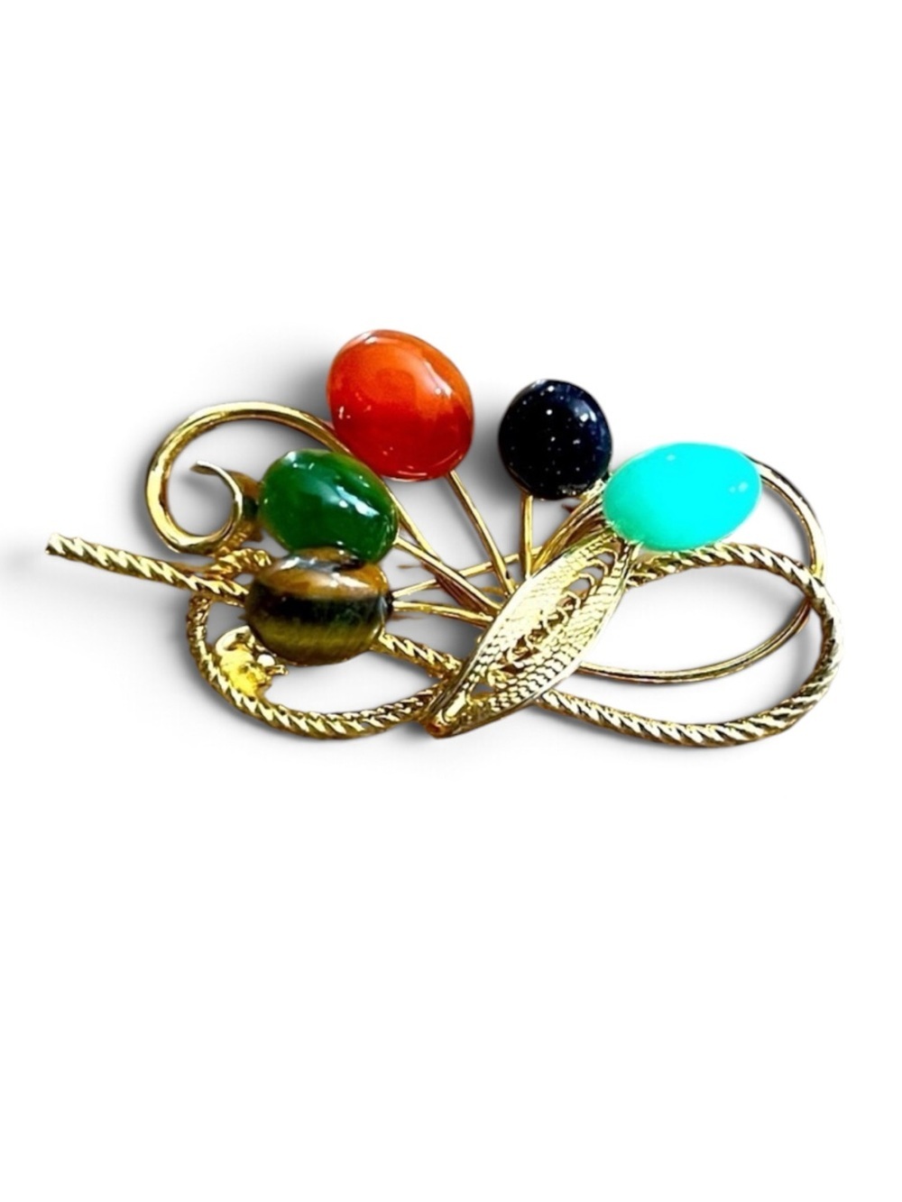 Vintage Multi Stone Gold Brooch